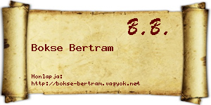 Bokse Bertram névjegykártya